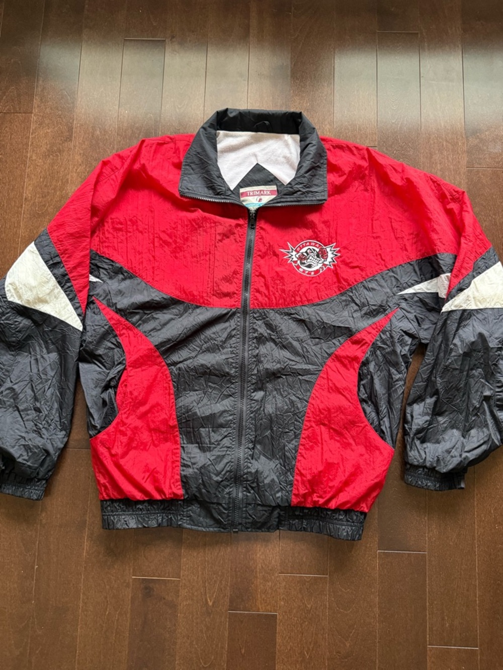 Vintage Ottawa 67’s 90’s Windbreaker Full Zip Embroidered Logo Jacket Red Black